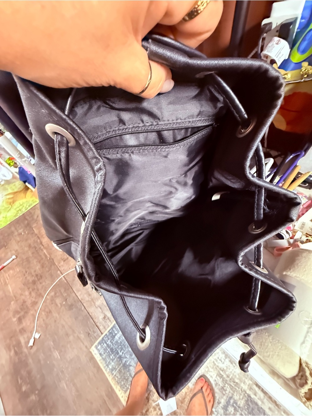 Planet Hollywood Black Faux-Leather Men’s Backpack - Picture 5 of 8